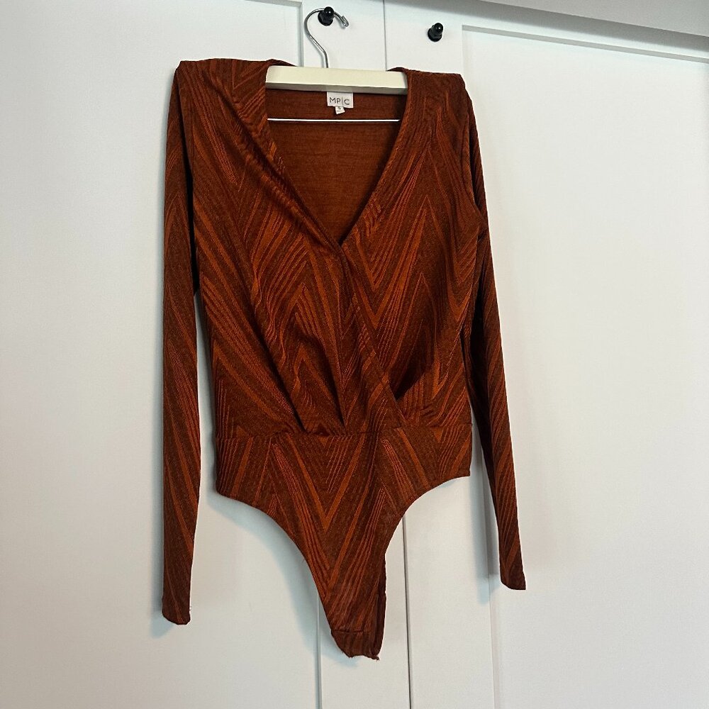 Metallic Copper Bodysuit, Long Sleeve, MP|C, EUC